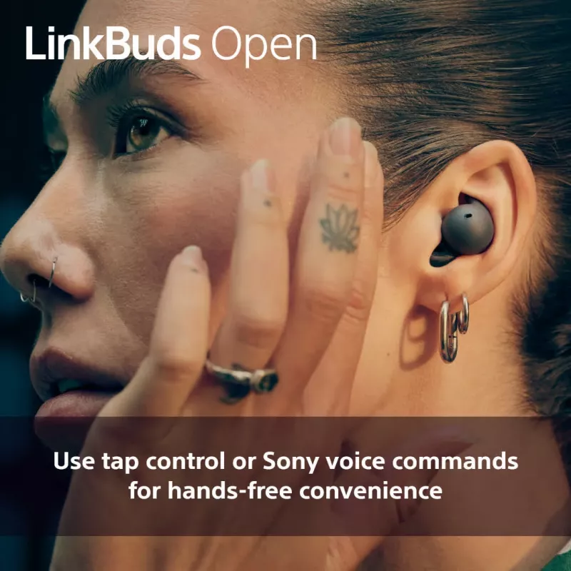 Kõrvaklapid Sony LinkBuds Open WFL910B — juhtmeta Bluetooth-kõrvasisesed, 20–20 000 Hz, 10 m ulatus, 63 g, must
