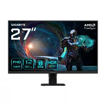 GIGABYTE GS27FA 27-tolline FHD mängurimonitor - 1920 x 1080, 180 Hz, 1 ms, 300 cd/m², FreeSync, HDR-valmis, HDMI 2.0
