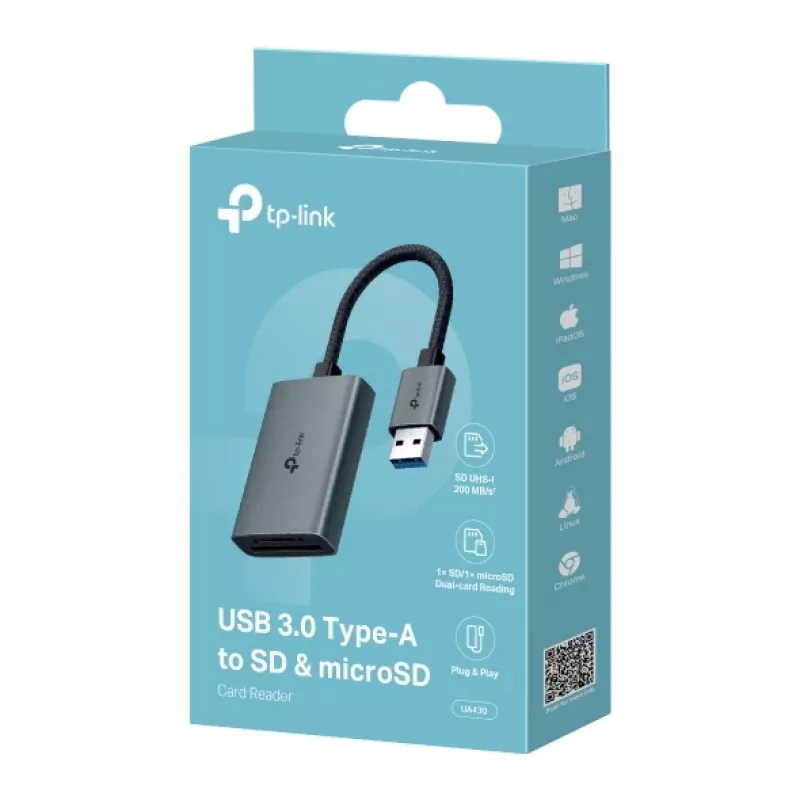 Kaardilugeja TP-LINK UA430 USB 3.2 Gen 1 USB-C — MicroSD / SD, hall