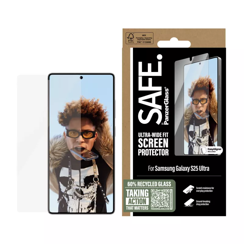 PanzerGlass SAFE. by ® Ekraanikaitse Samsung Galaxy S25 Ultra | Ultra-Wide Fit koos EasyAligneriga