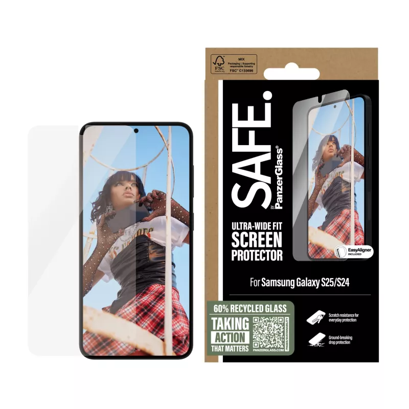 PanzerGlass SAFE. by ® Ekraanikaitse Samsung Galaxy S25 | S24 | Ultra-Wide Fit koos EasyAligneriga