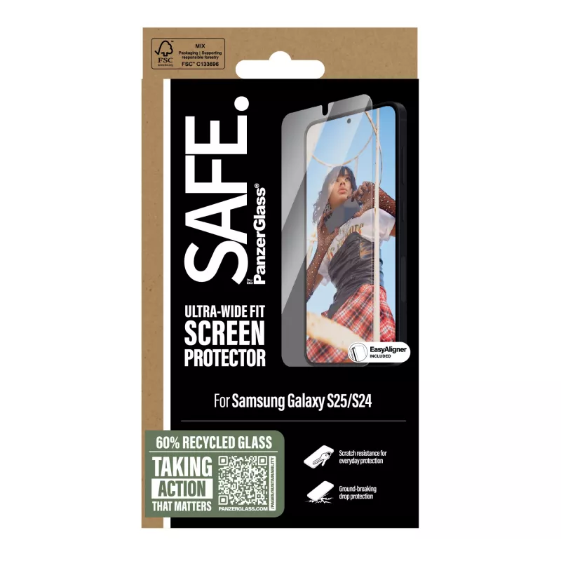 PanzerGlass SAFE. by ® Ekraanikaitse Samsung Galaxy S25 | S24 | Ultra-Wide Fit koos EasyAligneriga
