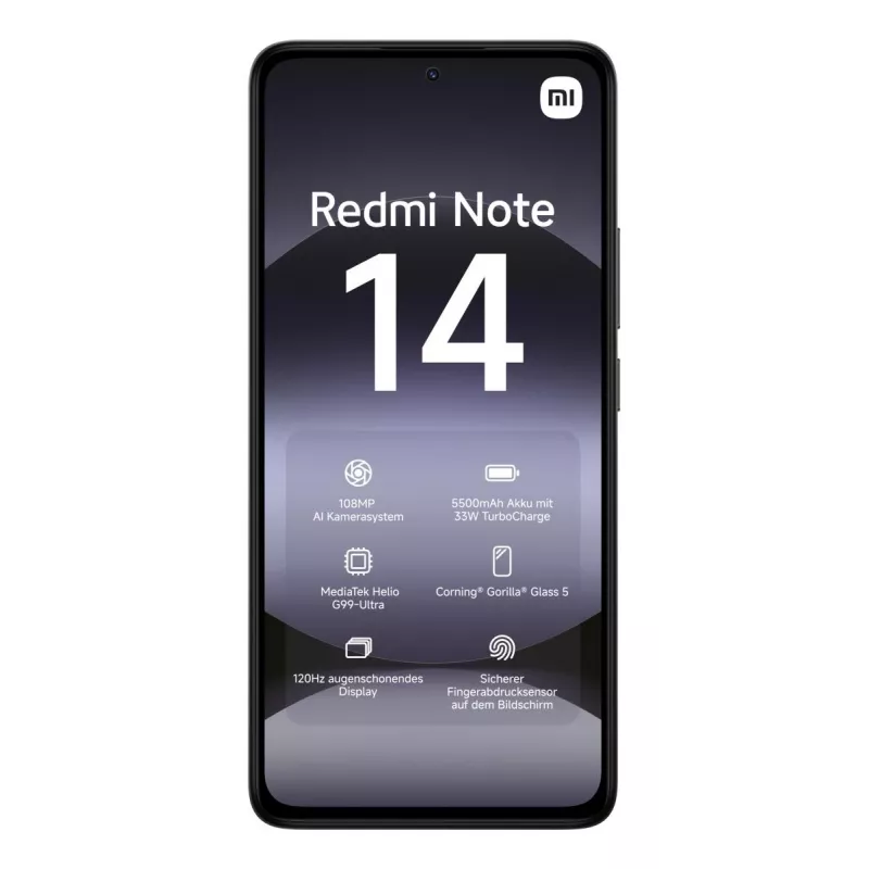 Nutitelefon Xiaomi Redmi Note 14 6.67 tolli AMOLED 120Hz, 6 GB muutmälu, 128 GB, 108 MP, 5500 mAh, IP54, must