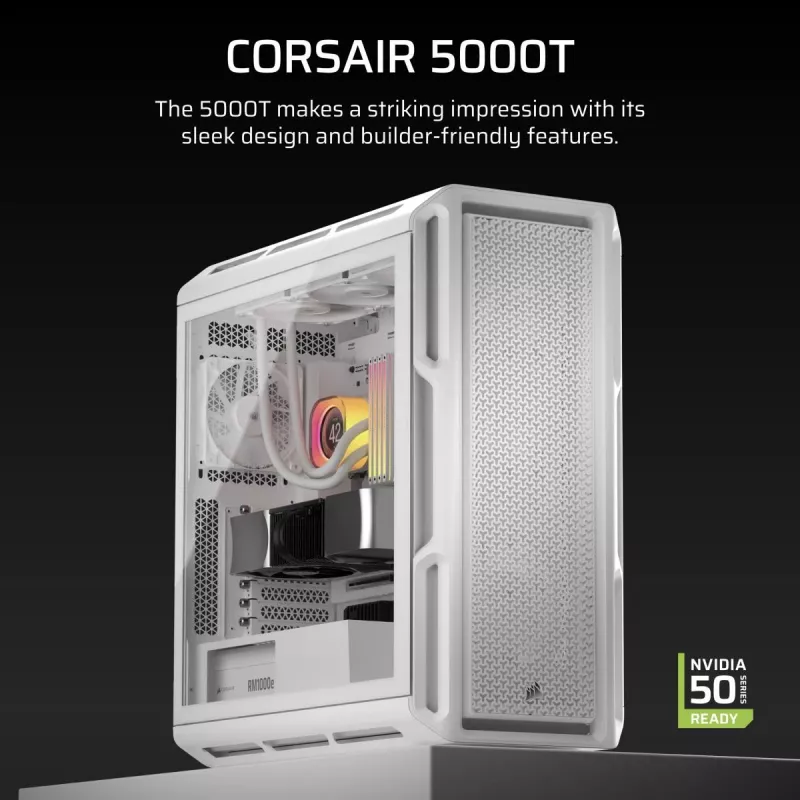 CORSAIR Pc Case - 5000t Mid-tower High-performance - White