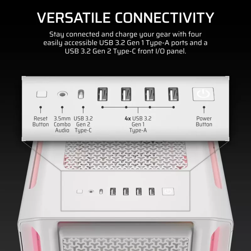 CORSAIR PC korpus - Geh Midi 5000T LX RGB (karastatud klaas) valge