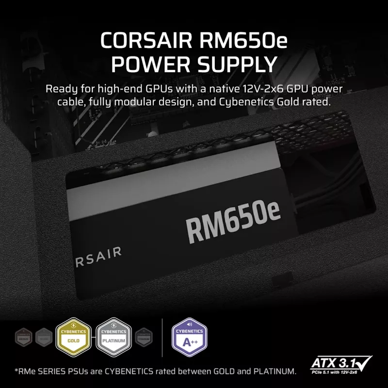 CORSAIR toiteplokk - Rme seeria Rm650e täielikult modulaarne madala müratasemega ATX 650W