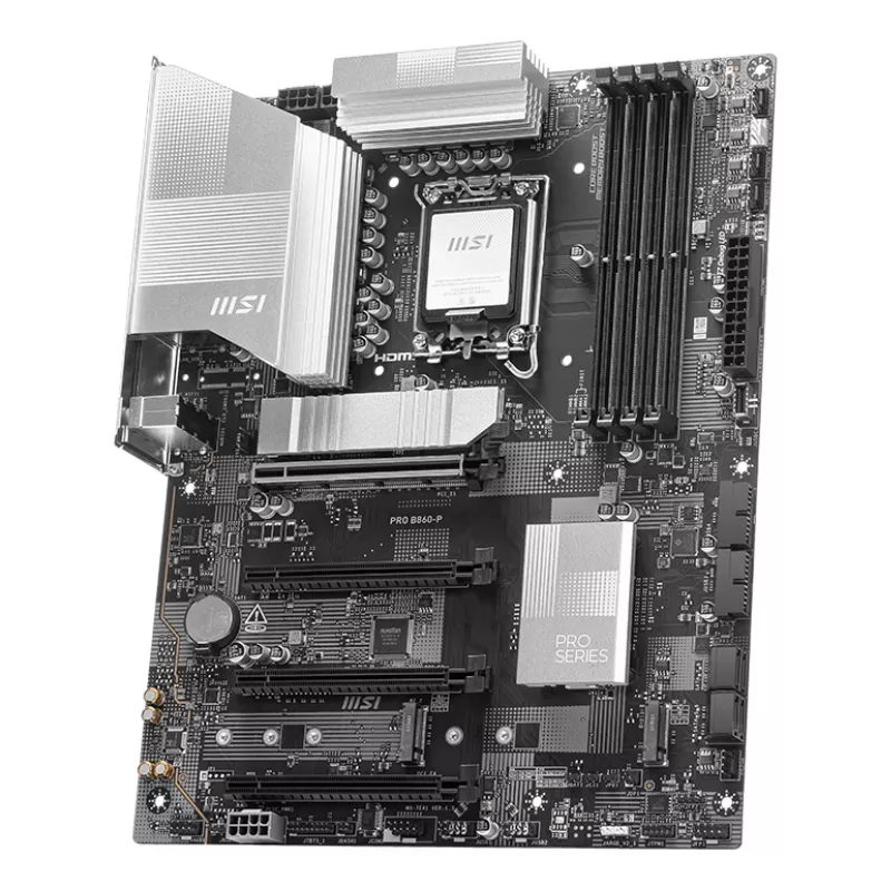 Emaplaat MSI PRO B860-P — Intel B860, LGA 1851, ATX, DDR5, 4 DIMM, 3×M.2, 5Gb LAN, HDMI 2.1