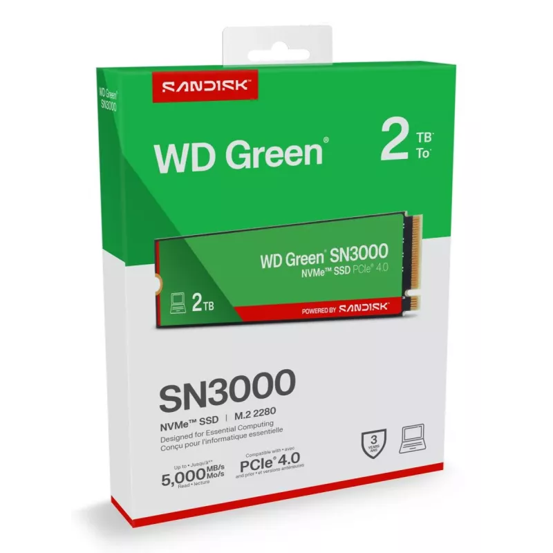 WESTERN DIGITAL SSD - WD roheline SN3000 NVMe - 500GB - Pci-e Gen4 x4 - M.2 2280