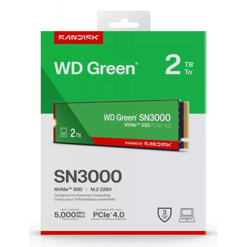 WESTERN DIGITAL SSD - WD roheline SN3000 NVMe - 500GB - Pci-e Gen4 x4 - M.2 2280