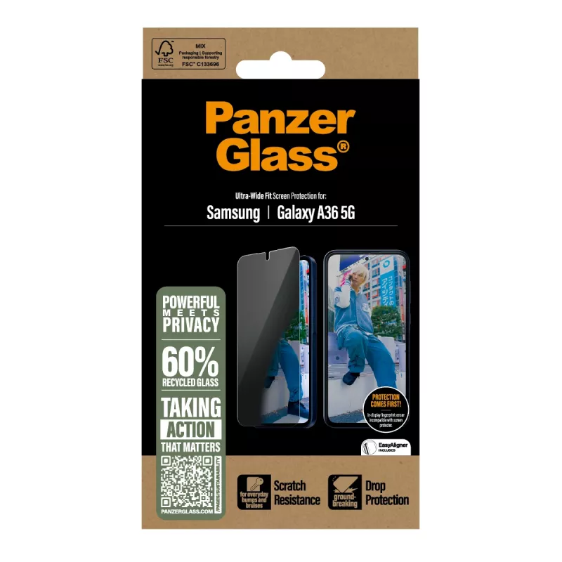 PanzerGlass ® Privaatsusekraanikaitse Samsung Galaxy A36 5G | Ultra-Wide Fit