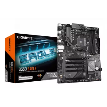 GIGABYTE B550 EAGLE emaplaat – AMD Ryzen 5000 G-seeria protsessoritele, 10+3+1 faasi VRM, kuni 3200 MHz DDR4, 1xPCIe 4.0 + 1xPCIe 3.0 M.2, 1GbE LAN, USB 3.2 Gen 2