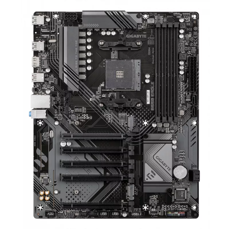 GIGABYTE B550 EAGLE emaplaat – AMD Ryzen 5000 G-seeria protsessoritele, 10+3+1 faasi VRM, kuni 3200 MHz DDR4, 1xPCIe 4.0 + 1xPCIe 3.0 M.2, 1GbE LAN, USB 3.2 Gen 2