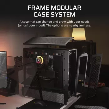 Korpus CORSAIR FRAME 4000D RS Midi Tower — must, EATX tugi, karastatud klaas, USB-C, 3x120mm esiventilaatorid