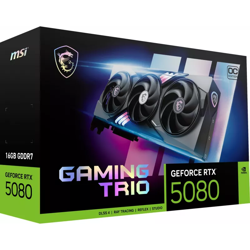 MSI GAMING GEFORCE RTX 5080 16G TRIO OC graafikakaart NVIDIA 16 GB GDDR7