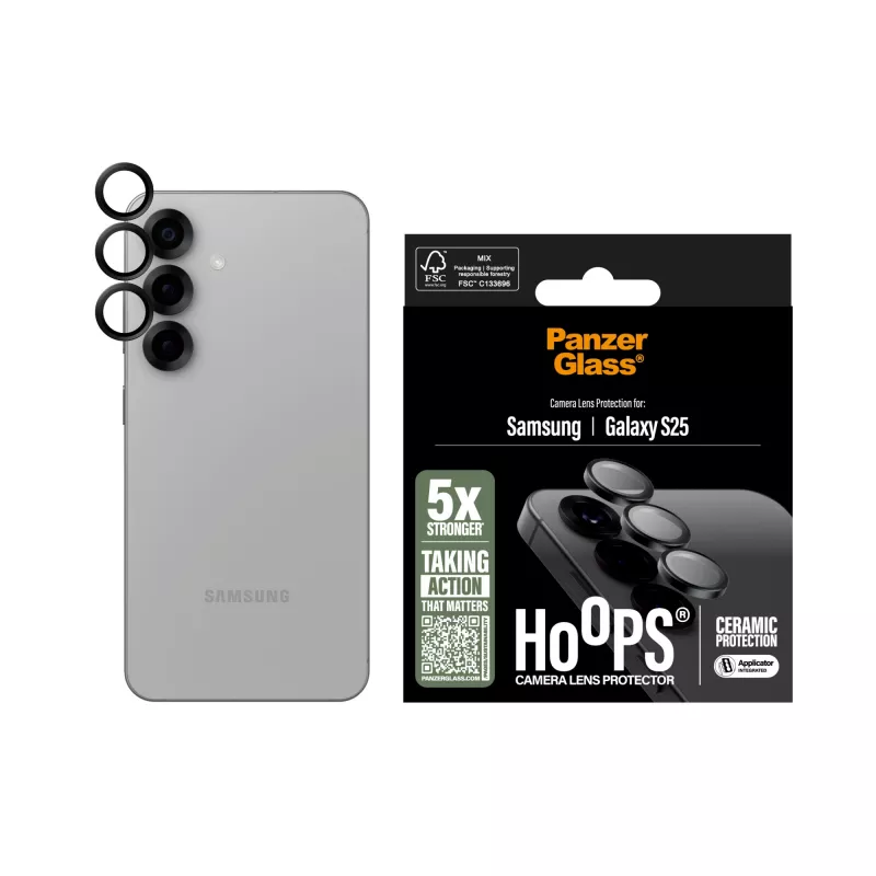 PanzerGlass® Hoops® Keraamiline Kaamera Objektiivi Kaitseklaas Samsung Galaxy S25