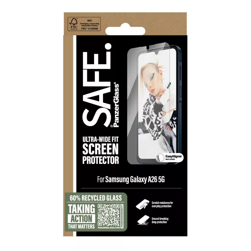 PanzerGlass SAFE. by ® Ekraanikaitse Samsung Galaxy A26 5G | Ultra-Wide Fit koos EasyAligneriga