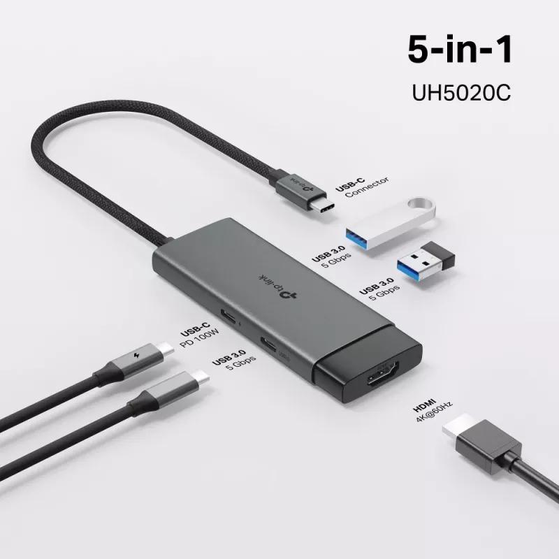 TP-Link UH5020C USB Type-C jaotur 5000 Mbit/s HDMI USB 3.2