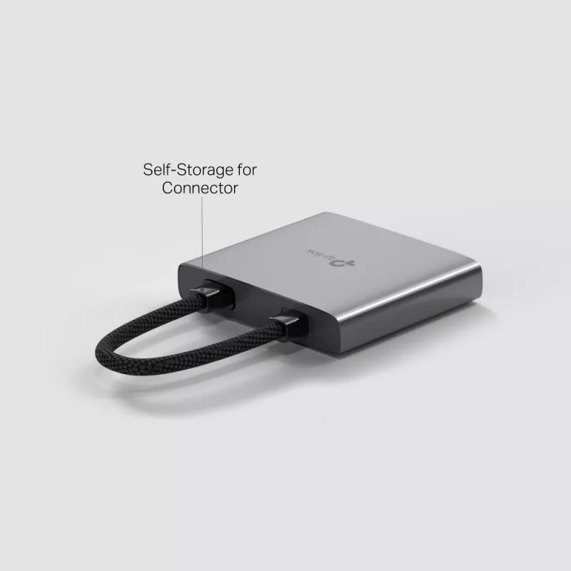 USB Type-C jaotur TP-Link UH3020C — 3 pordiga (HDMI, USB-A, USB-C), 5 Gbit/s, HDMI 4K@60Hz, PD kuni 100W, alumiinium, 0,18 m kaabel