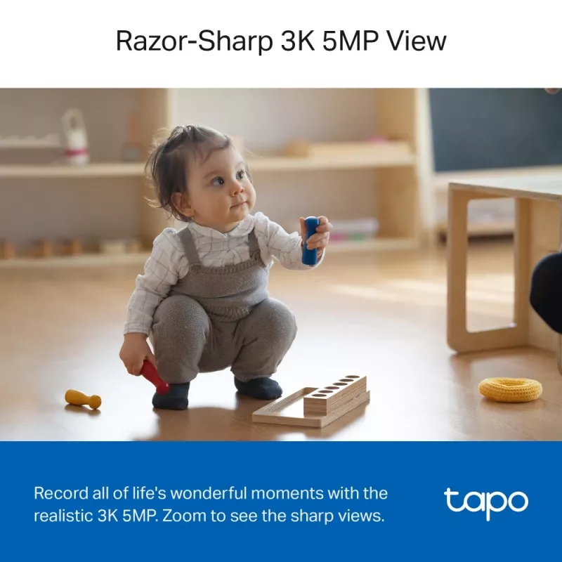 TP-Link Tapo Pan/Tilt AI koduturvakaamera Wi-Fi SPEC: 3K 5MP (2880×1620), 2,4 GHz, horisontaalne 360º