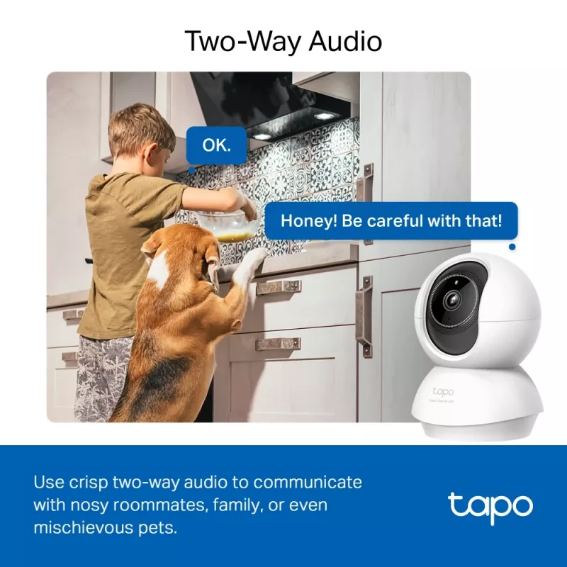 TP-Link Tapo Pan/Tilt AI koduturvakaamera Wi-Fi SPEC: 3K 5MP (2880×1620), 2,4 GHz, horisontaalne 360º