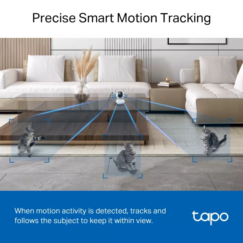 TP-Link Tapo Pan/Tilt AI koduturvakaamera Wi-Fi SPEC: 3K 5MP (2880×1620), 2,4 GHz, horisontaalne 360º
