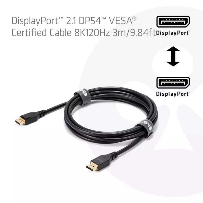 CLUB3D DisplayPort™ 2.1 DP54™ VESA® sertifitseeritud kaabel 8K120Hz 3m/ 9.84ft