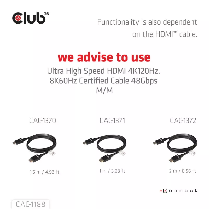 Adapter club 3d Mini DisplayPort 1.4 to HDMI 8K60Hz M/F, Mini DisplayPort pistik