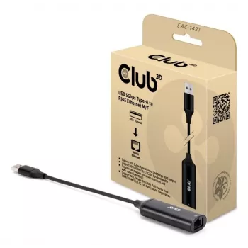 Kaabli pistikuadapter CLUB3D CAC-1421 USB Typee-A RJ45-le 0.245m Must