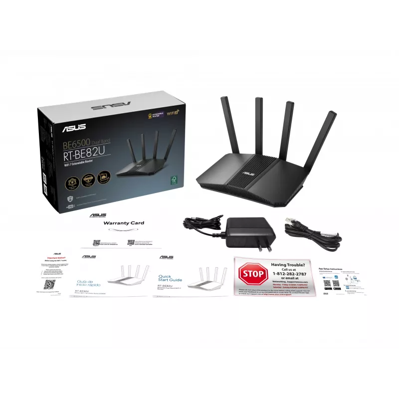 ASUS RT-BE82U BE6500 traadita ruuter 2.5 Gigabit Ethernet kaheribaline (2.4 GHz / 5 GHz) Must