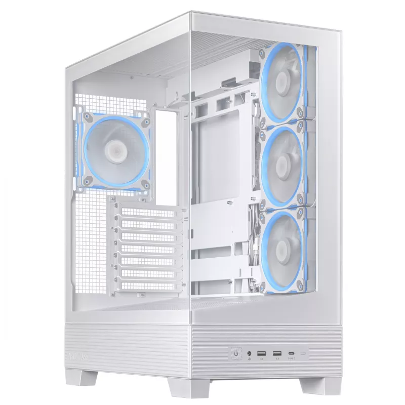 Arvuti korpus ASUS A31 Plus TG ARGB WHITE Midi Tower — ATX, karastatud klaas, ARGB, 3x120mm + 1x120mm ventilaatorid, 38 cm GPU, 165 mm CPU jahuti