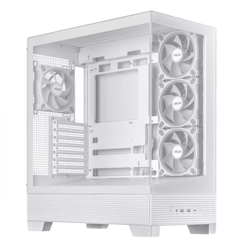 Arvuti korpus ASUS A31 Plus TG ARGB WHITE Midi Tower — ATX, karastatud klaas, ARGB, 3x120mm + 1x120mm ventilaatorid, 38 cm GPU, 165 mm CPU jahuti