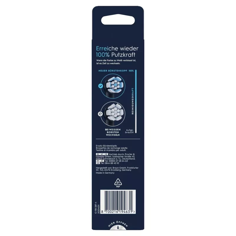Oral-B 194631 hambaharja otsik 4 tk must