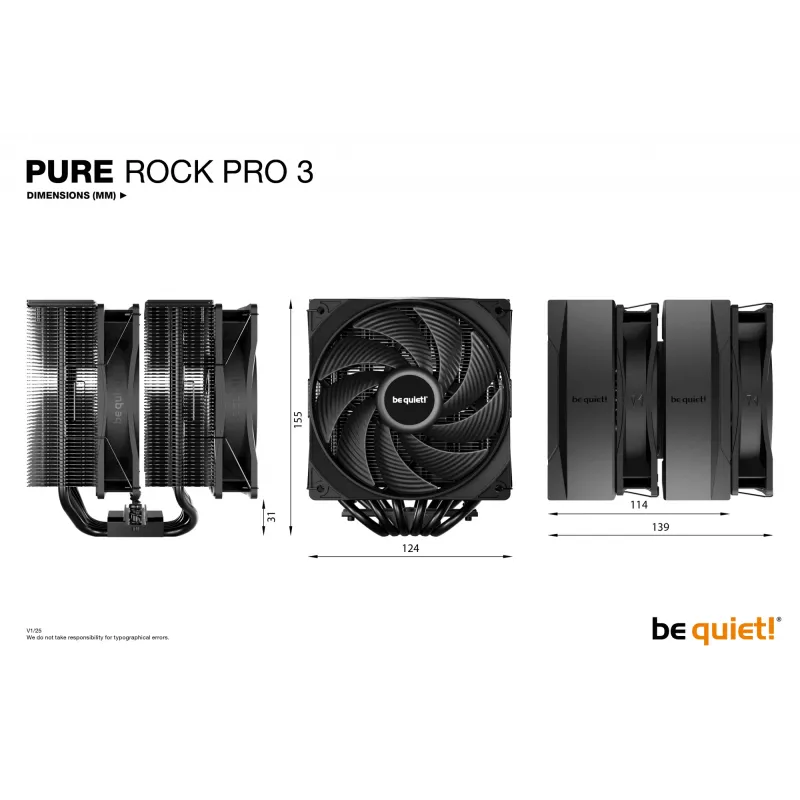 be quiet! Pure Rock Pro 3 Must protsessori õhujahuti 12 cm 1 tk