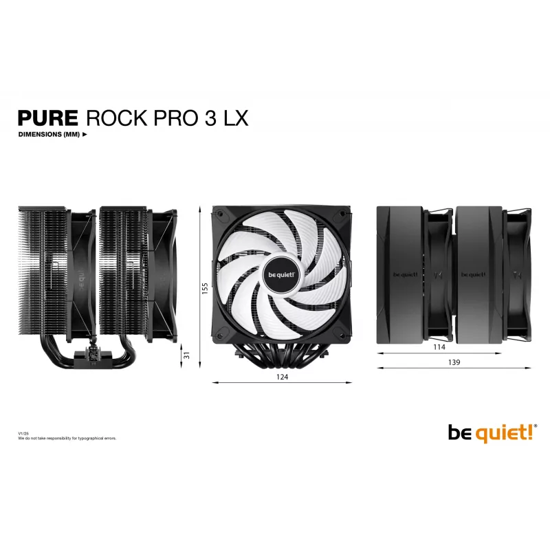 be quiet! Pure Rock Pro 3 LX Must protsessori õhujahuti 12 cm 1 tk