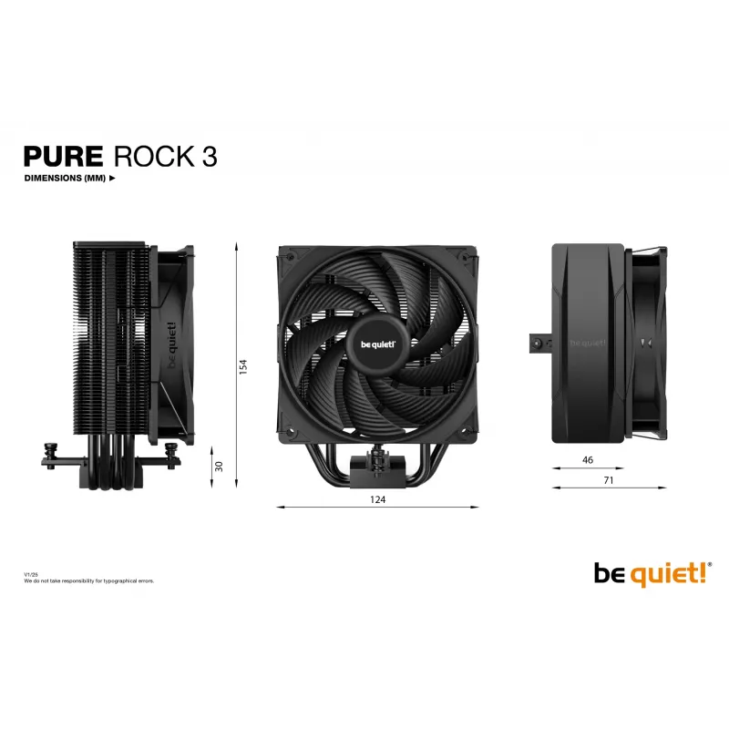 be quiet! Pure Rock 3 Must protsessori õhujahuti 12 cm 1 tk