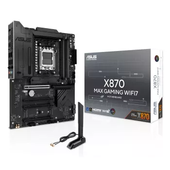 Emaplaat ASUS X870 MAX GAMING WIFI7 ATX — AMD X870, Socket AM5, DDR5, 4 DIMM, 256 GB, Wi‑Fi 7, Bluetooth 5.4, 3 M.2, 2x USB4 Gen3x2