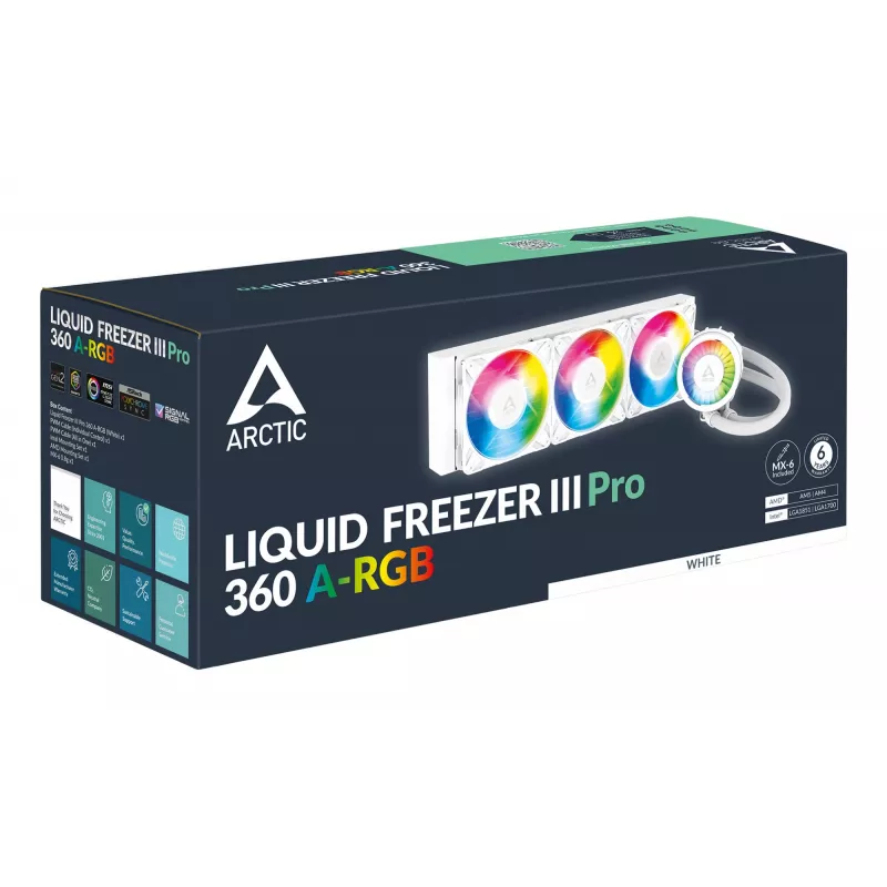 ARCTIC Liquid Freezer III Pro 360 A-RGB (Valge) - Mitmekülgselt ühilduv all-in-one protsessori vesijahuti A-RGB-ga