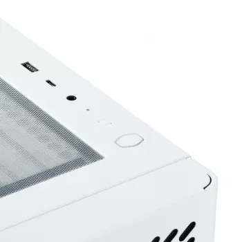 PC-korpus Cooler Master Elite 502 Midi Tower valge — ATX, 3x 120 mm ees, 120 mm taga, toiteplokk all, toetab 2.5 tolli/3.5 tolli kettaid