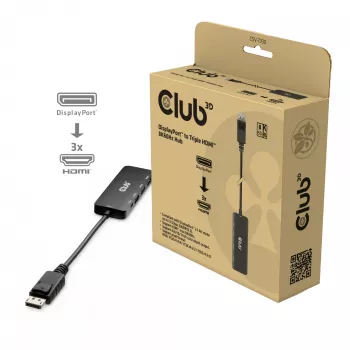 CLUB3D DisplayPort™ Triple HDMI™ 8K60Hz jaotur, DisplayPort, HDMI, 2.1b/1.4a, 13,5 Mbit/s, 120 Hz, 3840 x 2160, 7680 x 4320