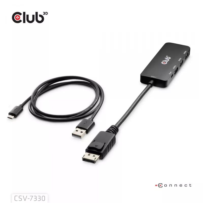 CLUB3D DisplayPort™ Triple HDMI™ 8K60Hz jaotur, DisplayPort, HDMI, 2.1b/1.4a, 13,5 Mbit/s, 120 Hz, 3840 x 2160, 7680 x 4320