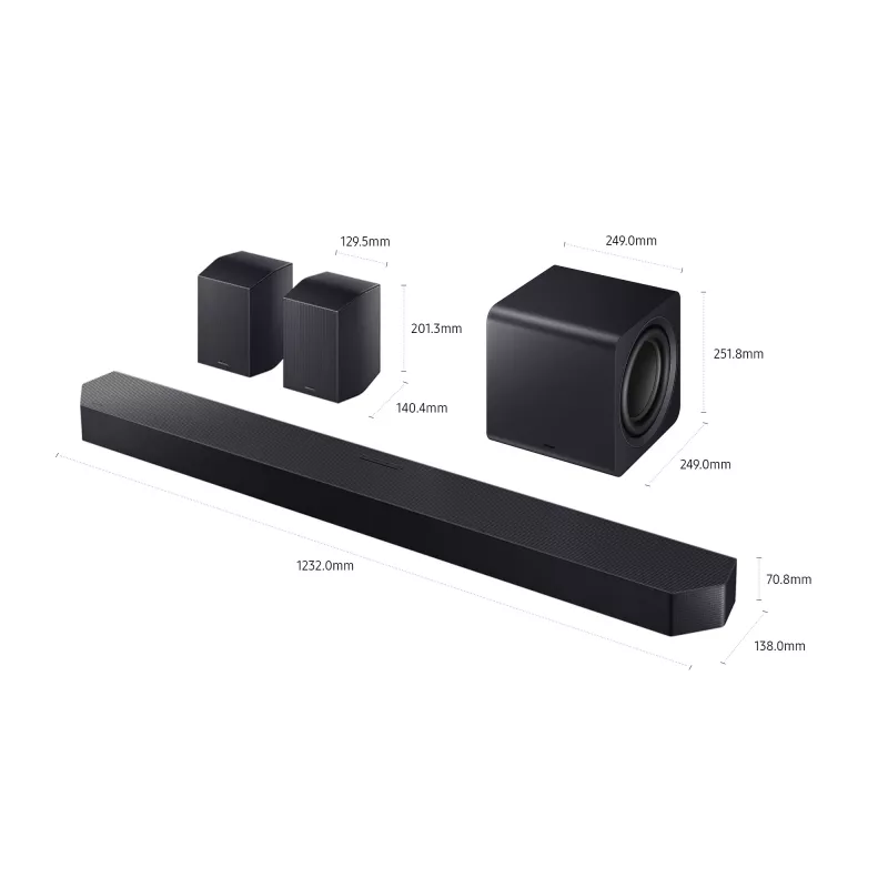 Soundbar Samsung HW-Q990F 11.1.4 kanalit, 756 W, must, juhtmeta subwoofer, HDMI, Wi‑Fi