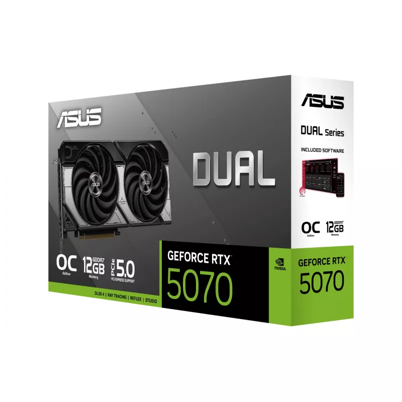 Graafikakaart ASUS GeForce RTX 5070 — 12 GB GDDR7, PCIe 5.0, 192-bit, 3x DisplayPort 2.1b, 1x HDMI 2.1b