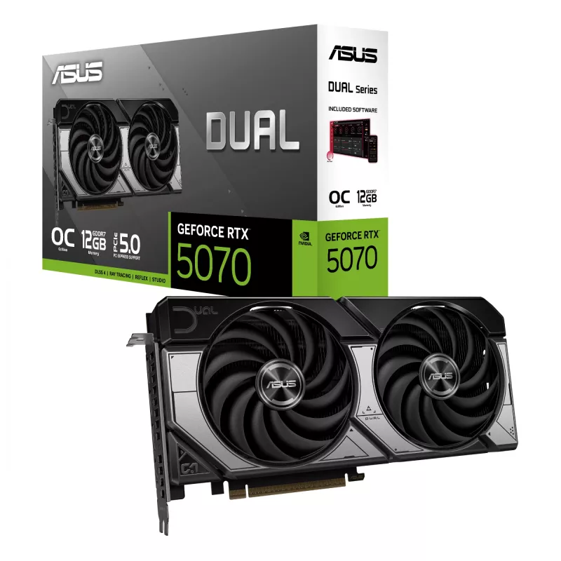 Graafikakaart ASUS GeForce RTX 5070 — 12 GB GDDR7, PCIe 5.0, 192-bit, 3x DisplayPort 2.1b, 1x HDMI 2.1b