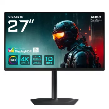 GIGABYTE MO27U2 OLED 4K UHD mängumonitor - 3840 x 2160, 240Hz, 0,03ms, 1000 cd/m², Display HDR True Black 400, HDMI 2.1, Displayport 1.4