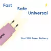 CLUB3D 2-Pack USB C Charger 30 Watt Whit, Indoor, AC, Pink