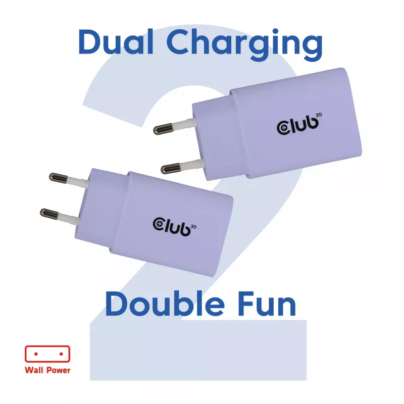 Toiteadapter club 3d USB-C laadija 30W 2-pack kompaktne telefonidele ja tahvelarvutitele