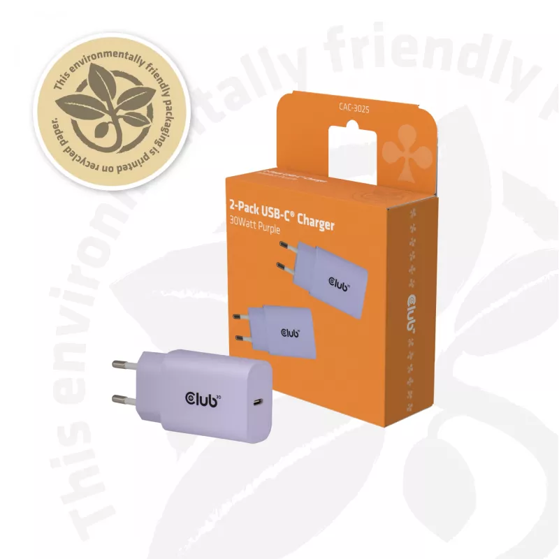 Toiteadapter club 3d USB-C laadija 30W 2-pack kompaktne telefonidele ja tahvelarvutitele