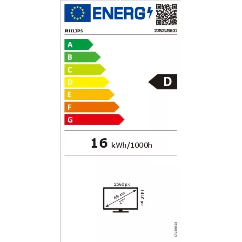 Philips 3000 seeria 27B2U3601/00 arvutimonitor 68,6 cm (27 tolli) 2560 x 1440 pikslit Quad HD LCD must