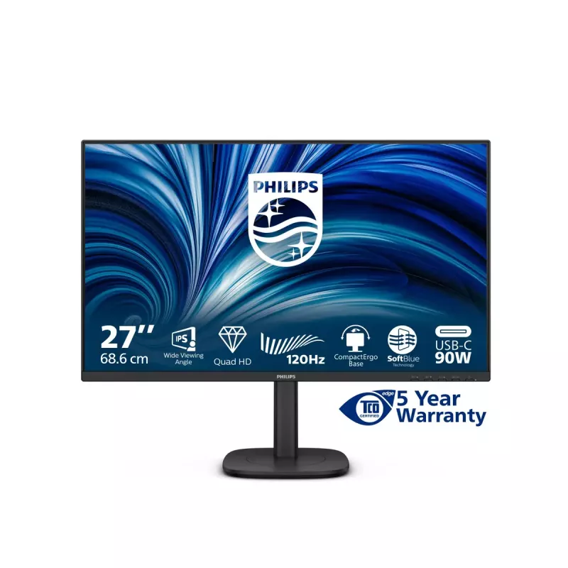 Philips 3000 seeria 27B2U3601/00 arvutimonitor 68,6 cm (27 tolli) 2560 x 1440 pikslit Quad HD LCD must