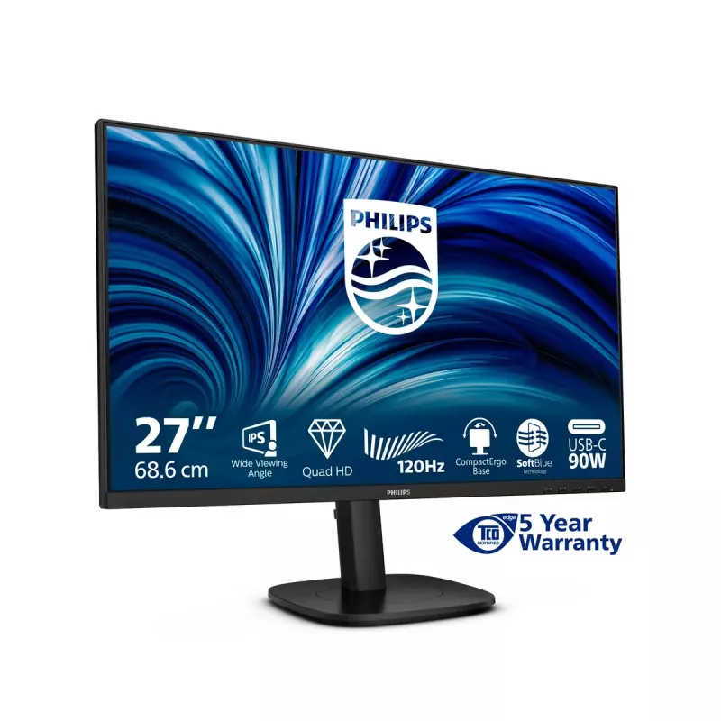 Philips 3000 seeria 27B2U3601/00 arvutimonitor 68,6 cm (27 tolli) 2560 x 1440 pikslit Quad HD LCD must